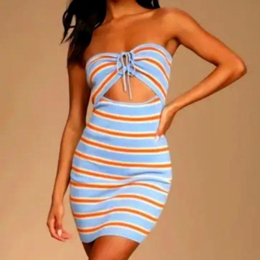 Lulus Mini Blue Orange Sundress